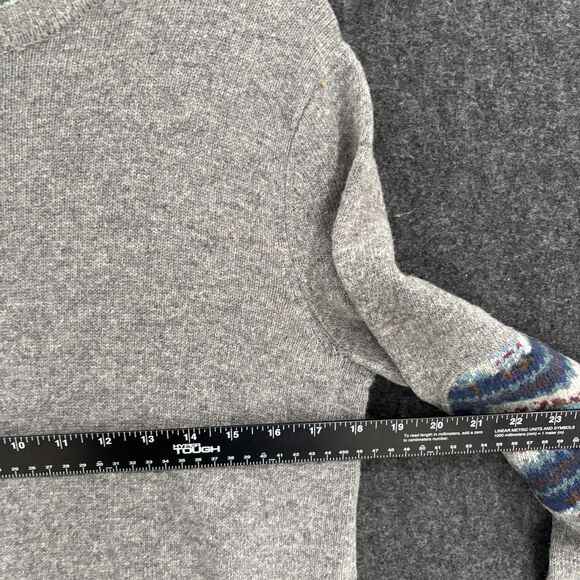 Refectory Sweater Men's Medium Gray Lambswool Elbow Patch Crewneck - Picture 5 of 7